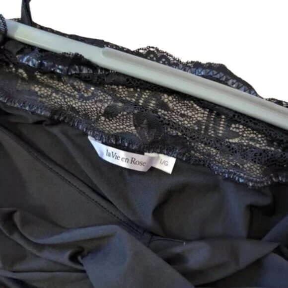 La Vie En Rose lace babydoll slip dress black women’s size L - Picture 3 of 3